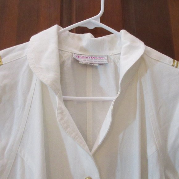 Long White Gold Trim MEGAN MOORE Dress Size 12 - Picture 3 of 5